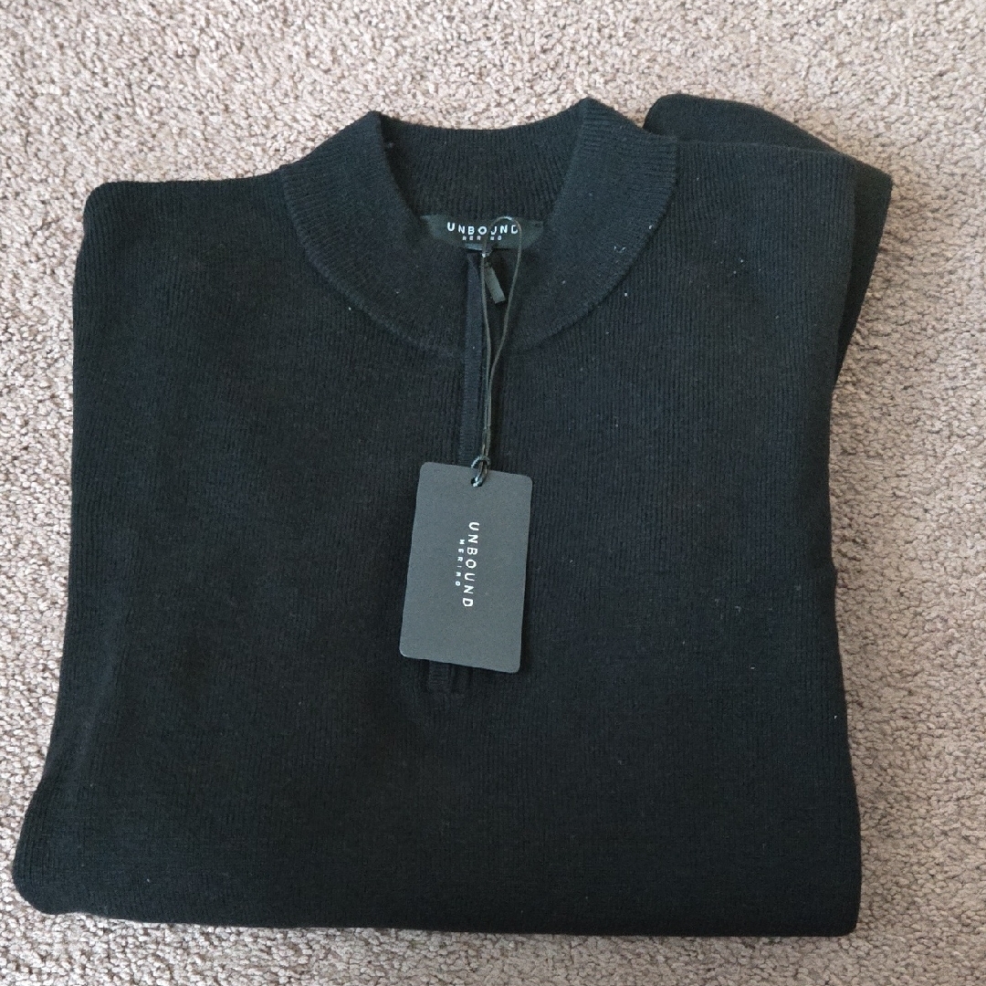 Unbound Merino Medium Black Men's Quarter Zip-Up Sweater — image 4 of 5